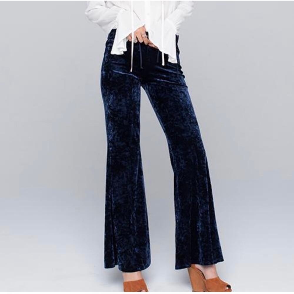 Band of Gypsies Whimsygoth Navy Velvet Flare Pants Boho Size Small